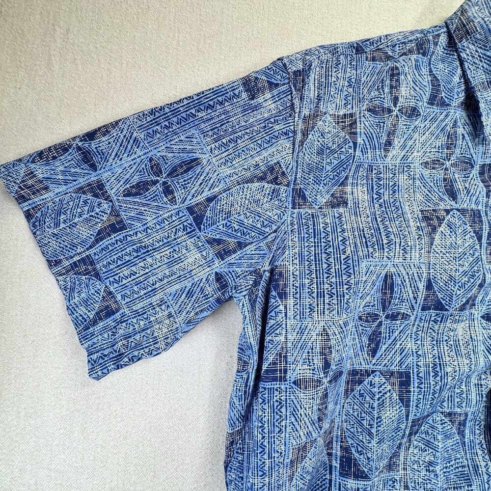 Hawaiian Shirt M Blue Men's Honolulu Tribal Island Style All Over Print Cooke St - Picture 3 of 7